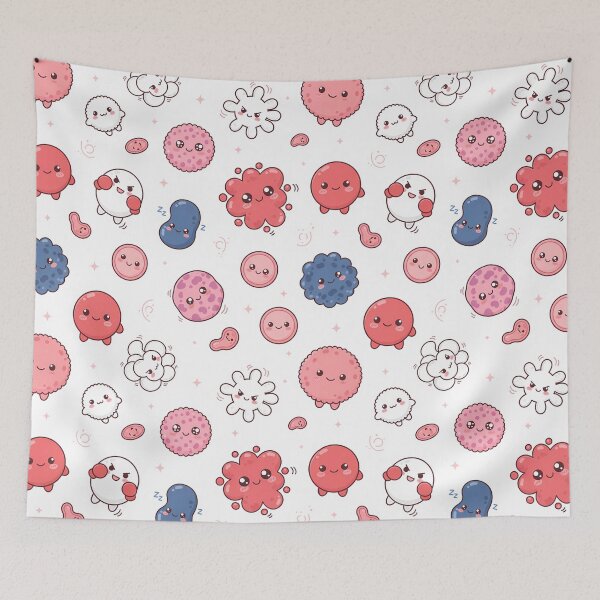 Item preview, Kawaii Leukocytes Pattern - Cute White Blood Cells (Kawaii Leukocytes Pattern) designed and sold by JohnWar.
