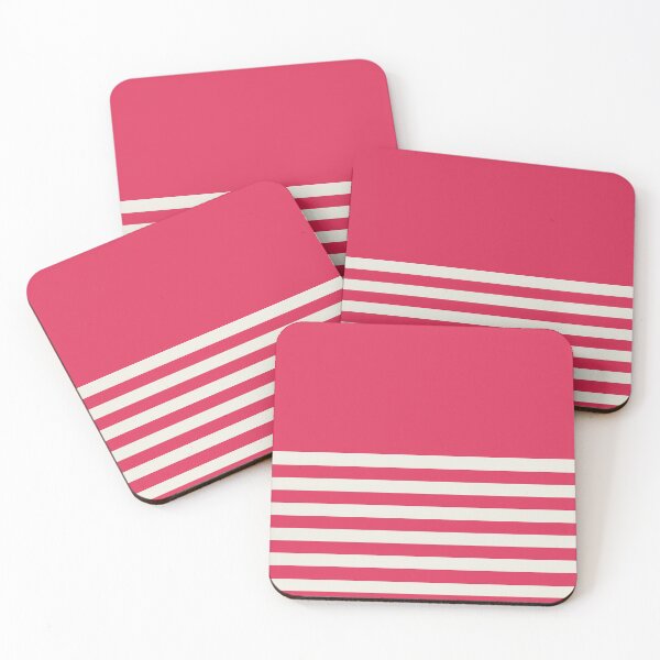 Item preview, RASPBERRY PINK and CREAM HALF BLOCK STRIPES designed and sold by RachelMacht.