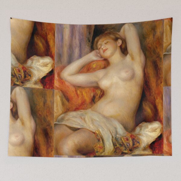 Item preview, Sleeping Woman by Pierre-Auguste Renoir: Sensual Impressionist Nude Poster designed and sold by artofuniverse.