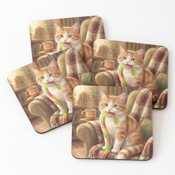 Item preview, Hungry Cat Caught a Gummy Worm designed and sold by M-Y-A-R-T-.