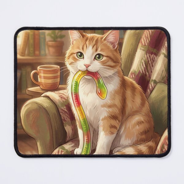 Item preview, Hungry Cat Caught a Gummy Worm designed and sold by M-Y-A-R-T-.