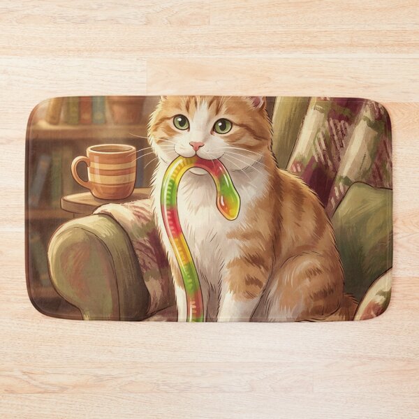 Item preview, Hungry Cat Caught a Gummy Worm designed and sold by M-Y-A-R-T-.