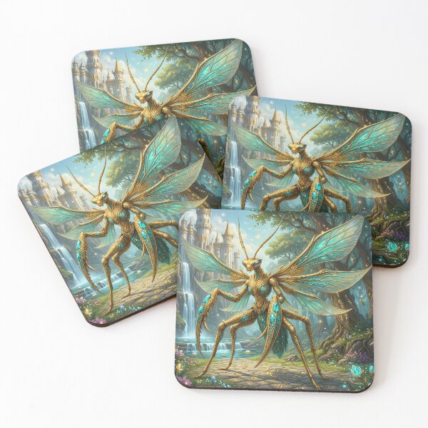 Item preview, Golden Praying Mantis - Insect Fantasy Art designed and sold by Lucid Dream Pixel.