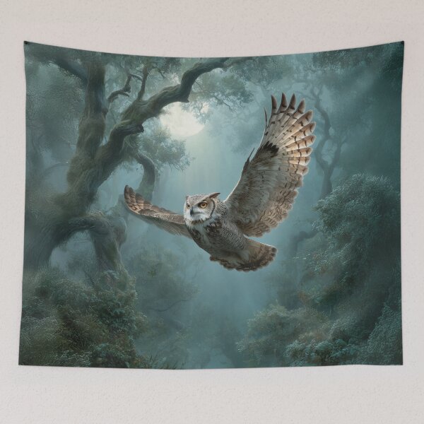 Item preview, Moonlit Forest Flight – Silent Owl in Motion designed and sold by Erika Kaisersot.