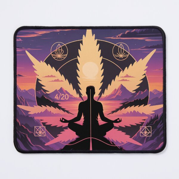 Item preview, Cannabis Leaf Meditation Mountain Silhouette Art designed and sold by Common-Standard.
