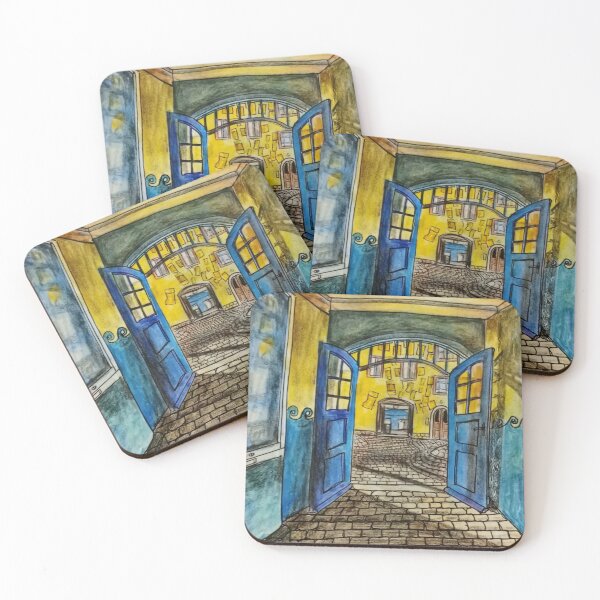 Item preview, Entrance to the Kunsthofpassage – Ink & Watercolor in Gold & Blue, Dresden Neustadt 01099 designed and sold by UMA Urban Sketch.