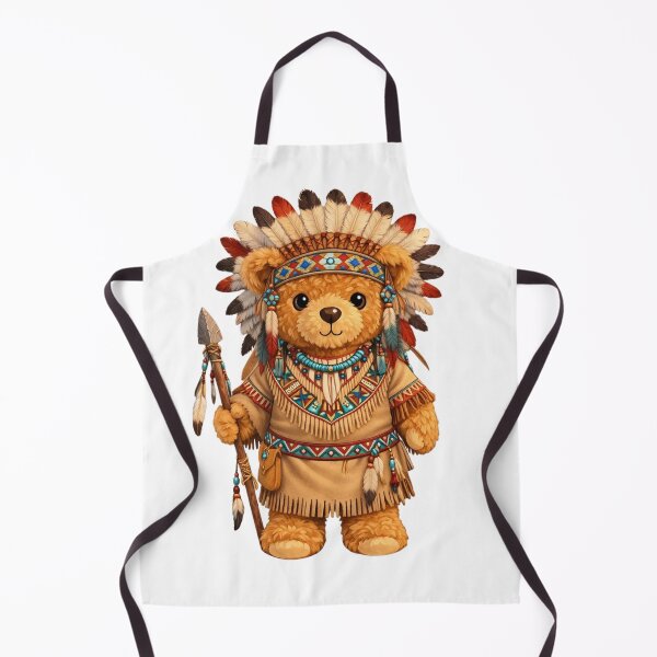 Item preview, Cute Native American Chief Teddy Bear with Headdress and Spear Illustration designed and sold by CuteBear87.