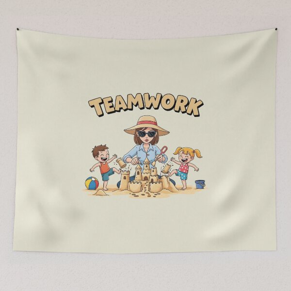 Item preview, Teamwork – Mom and Kids at the Beach designed and sold by Sea Gem.