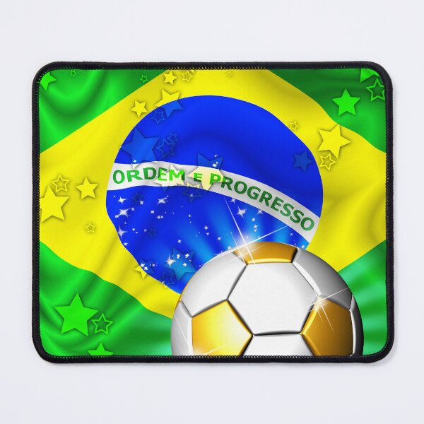 Item preview, Brazil Flag Gold Green and Soccer Ball designed and sold by BluedarkArt.