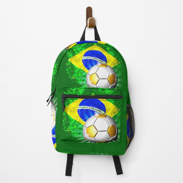 Item preview, Brazil Flag Gold Green and Soccer Ball designed and sold by BluedarkArt.