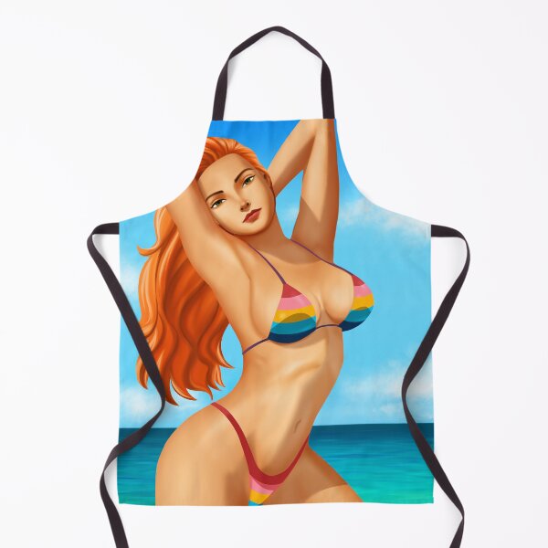 Item preview, Orange Hair Pin-Up Girl Tropical Beach designed and sold by heeydraws.