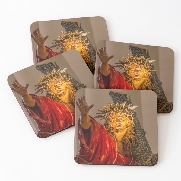 Item preview, Illuminated Statue of Jesus Wearing Crown of Thorns and Red Robe Carrying the Cross designed and sold by Nmallia.