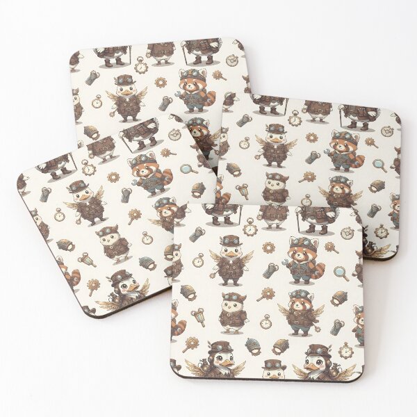 Item preview, Kawaii Steampunk Animals Pattern - Cute Fox, Owl & Duck (Kawaii Steampunk Animals Pattern) designed and sold by JohnWar.