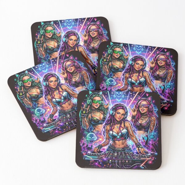 Item preview, Cyberpunk DJ Neon Rave Girls designed and sold by HIGHSQUARE.