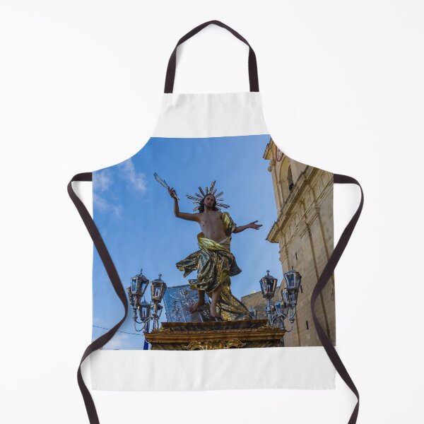Item preview, Dramatic Religious Statue of Jesus on Ornate Float During Church Procession Under Blue Sky designed and sold by Nmallia.