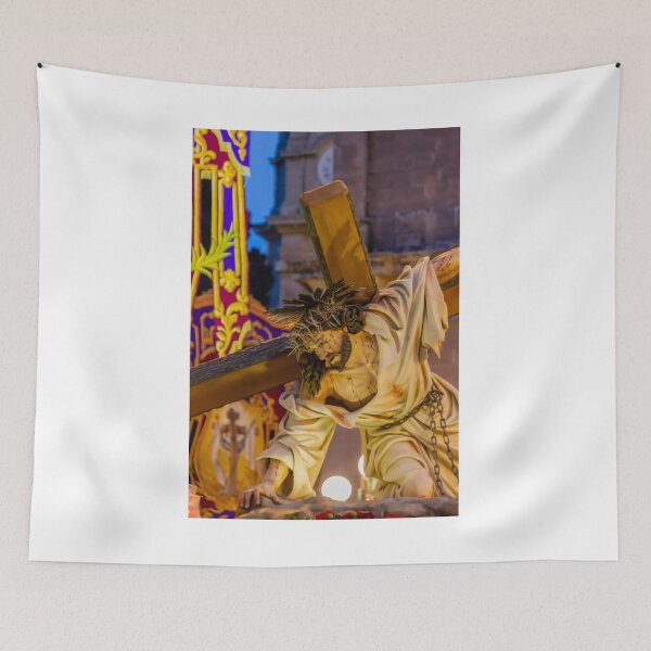 Item preview, Religious Statue Of Jesus Carrying Cross During Holy Week Procession With Crown Of Thorns designed and sold by Nmallia.