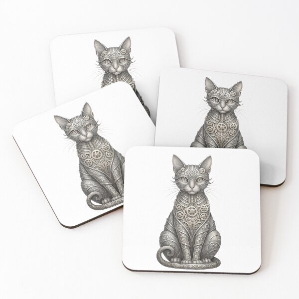 Item preview, Metal Steampunk Cat Sculpture Style Art designed and sold by BetweenForms.