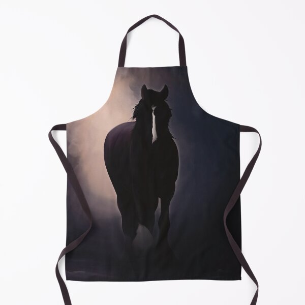 Item preview, Sovereign at First Light – Black Horse in Mist – Moody Equine Art designed and sold by Scribbles on the Farm.