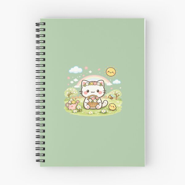 Item preview, Kawaii Gato Primaveral con Cesta de Flores – Linda Ilustración de Gatito Arcoíris en Tonos Pastel, Diseño de Gato con Estética Floral para Pegatinas y Camisetas designed and sold by .onemoredesign..