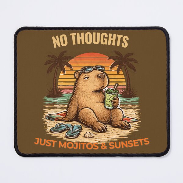 Item preview, No Thoughts Just Mojitos & Sunsets Capybara Shirt – Funny Chill Beach Meme Animal Retro Vintage Aesthetic designed and sold by HOUSE OF TIST.