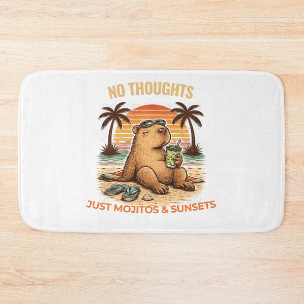 Item preview, No Thoughts Just Mojitos & Sunsets Capybara Shirt – Funny Chill Beach Meme Animal Retro Vintage Aesthetic designed and sold by HOUSE OF TIST.