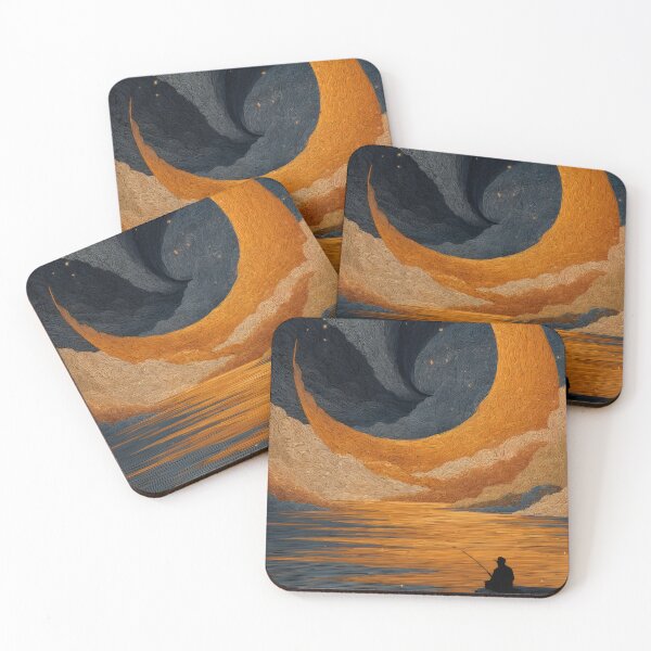 Item preview, Fishing Under a Golden Moon – Silence Between Waves designed and sold by MetroEnvision.