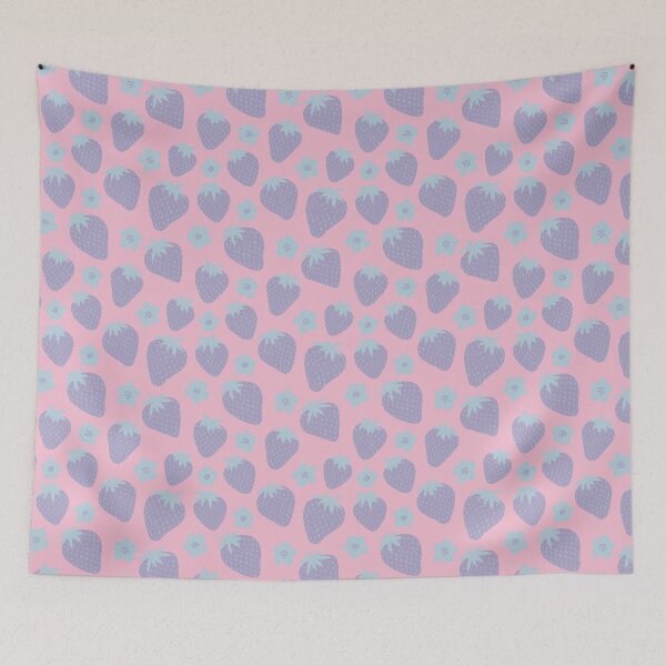 Item preview, Pretty summer strawberries pattern in Lilac and Blue designed and sold by LAEC-Shop.