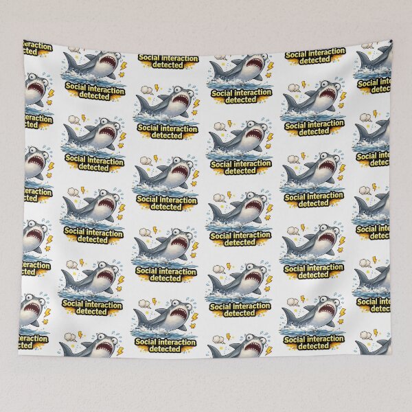 Item preview, Social Interaction Detected Funny Shark designed and sold by MonkiFlipp.