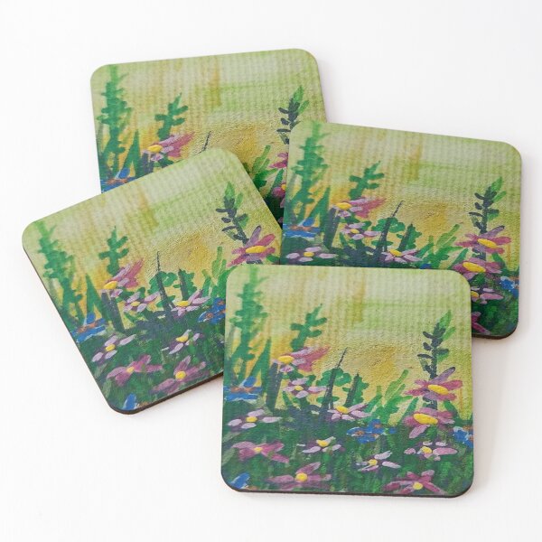 Item preview, Sunset with multi-colored wildflowers in a field of grass designed and sold by swilliamson0622.