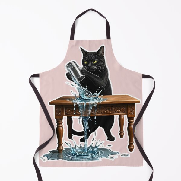 Item preview, Cat Lady Funny Mischievous Black Cat Spilling Water Glass designed and sold by ArtivioShop.