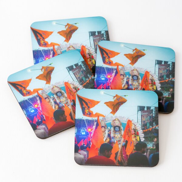 Item preview, Lord Rama Procession Wall Art – Vibrant Hindu Festival with Saffron Flags designed and sold by RawmenX.