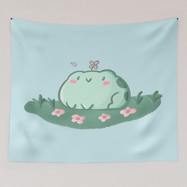 Item preview, Kawaii Spring Frog - Cute Toad in Field of Flowers designed and sold by ShyHomebodyClub.
