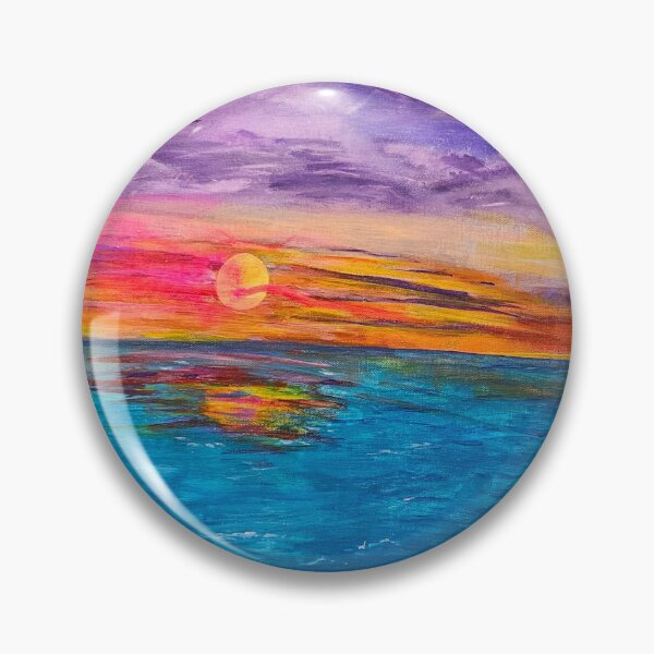 Item preview, Radiant Ocean Sunset — Vibrant Seascape Painting with Purple Skies and Golden Reflections designed and sold by swilliamson0622.
