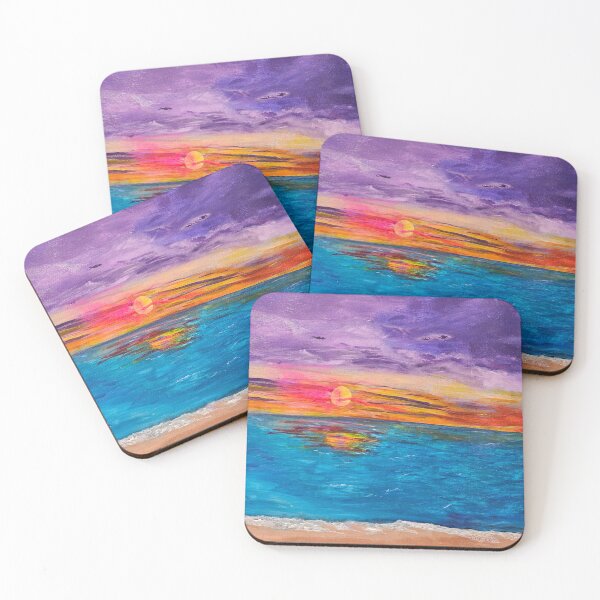 Item preview, Radiant Ocean Sunset — Vibrant Seascape Painting with Purple Skies and Golden Reflections designed and sold by swilliamson0622.