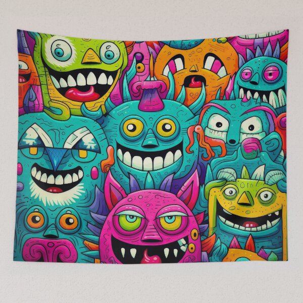 Item preview, Colorful Crazy Monsters – Fun Pop Art Cartoon Creatures designed and sold by Artixshopy98.