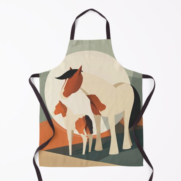 Item preview, Under Saturn – Horse and Foals – Minimal Landscape Equine Art designed and sold by Scribbles on the Farm.