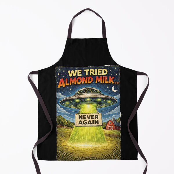 Item preview, We Tried Almond Milk… Never Again Funny UFO Retro Poster designed and sold by RidaSalArt.