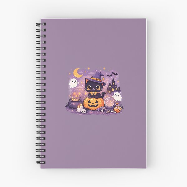 Item preview, Kawaii Halloween Cat Witch Illustration – Cute Spooky Kitty Pumpkin Ghost Design (Purple & Orange Aesthetic) designed and sold by .onemoredesign..