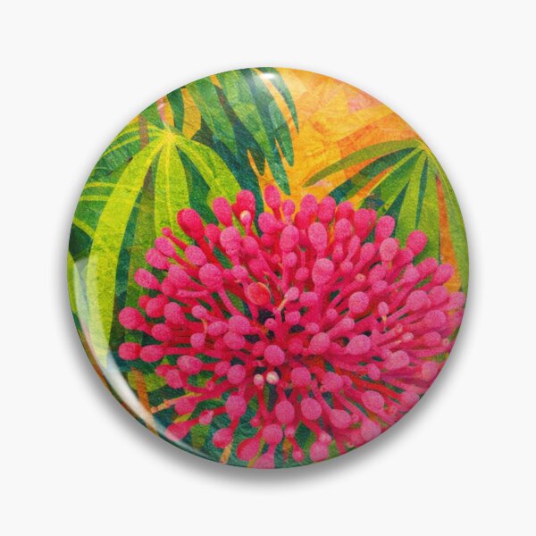 Item preview, Jatropha, Purple Flower Collage, impressionist collage style, green leaves designed and sold by SWSandraWechner.
