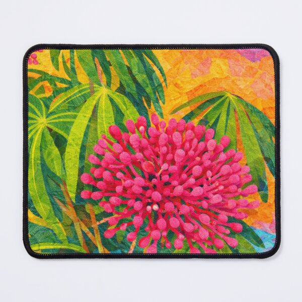 Item preview, Jatropha, Purple Flower Collage, impressionist collage style, green leaves designed and sold by SWSandraWechner.