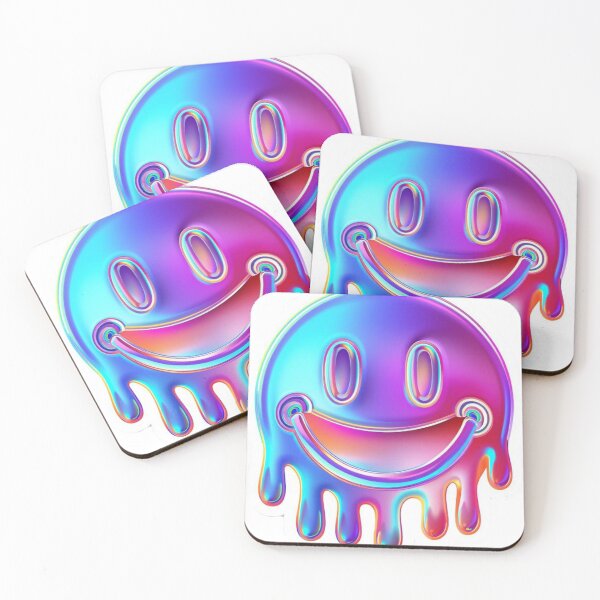 Item preview, Melting Smiley Sticker – Glossy Gradient Neon Design designed and sold by DzA-stickers.