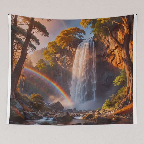 Item preview, Rainbow Waterfall at Golden Hour designed and sold by BeautifulVirtues.