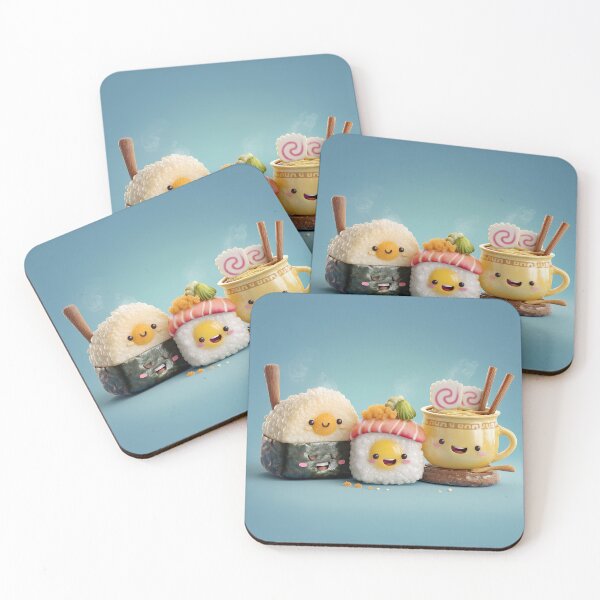 Item preview, Happy Kawaii Sushi Trio with Ramen Bowl designed and sold by EK-World.