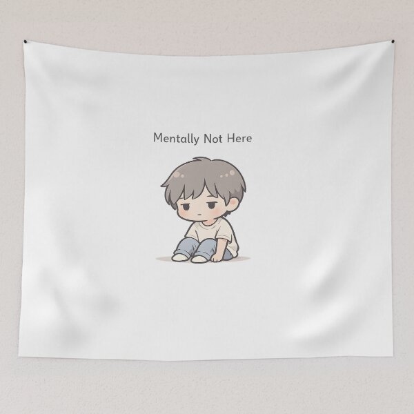 Item preview, Mentally Not Here Shirt Funny Introvert Aesthetic Relatable Humor Minimal Cute Character Design designed and sold by HumanError-Club.