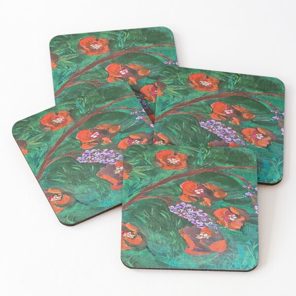 Item preview, Expressive Botanical Art with Red Blooms and Purple Accents designed and sold by swilliamson0622.
