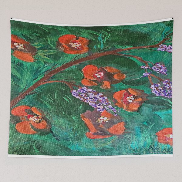 Item preview, Expressive Botanical Art with Red Blooms and Purple Accents designed and sold by swilliamson0622.
