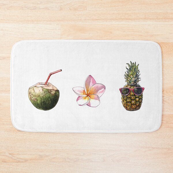 Item preview, Coconut drink with Plumeria Flower and Sunglasses Pineapple - Tropical collection Watercolor designed and sold by AquarellChill.