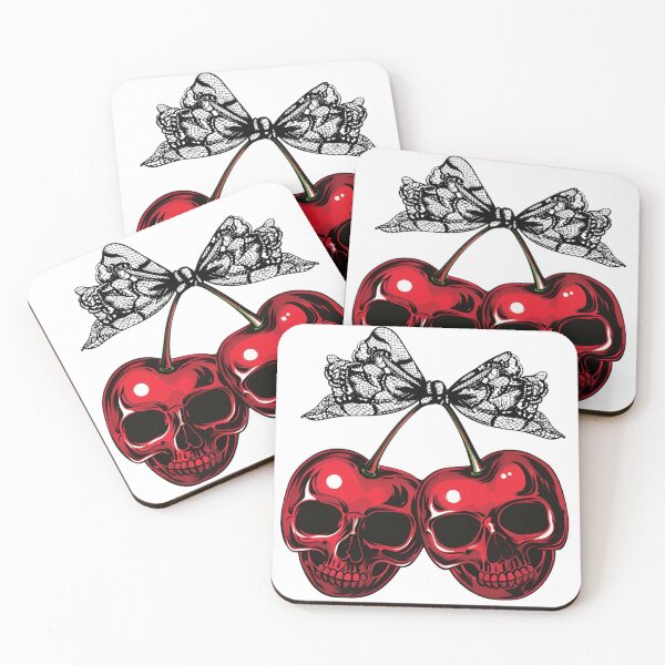 Item preview, Red Skull Cherries Graphic Illustration - Dark Edgy Rockabilly Art designed and sold by MakarenaCreate.