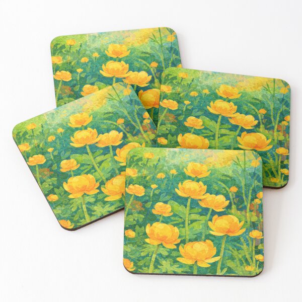 Item preview, Yellow Globeflowers Collage – Colorful Botanical Children’s Illustration designed and sold by SWSandraWechner.