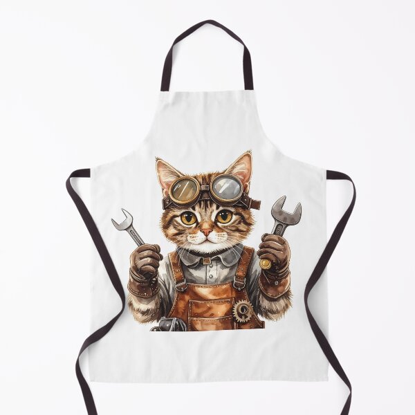 Item preview, Watercolor Steampunk Cat Engineer Illustration designed and sold by BetweenForms.